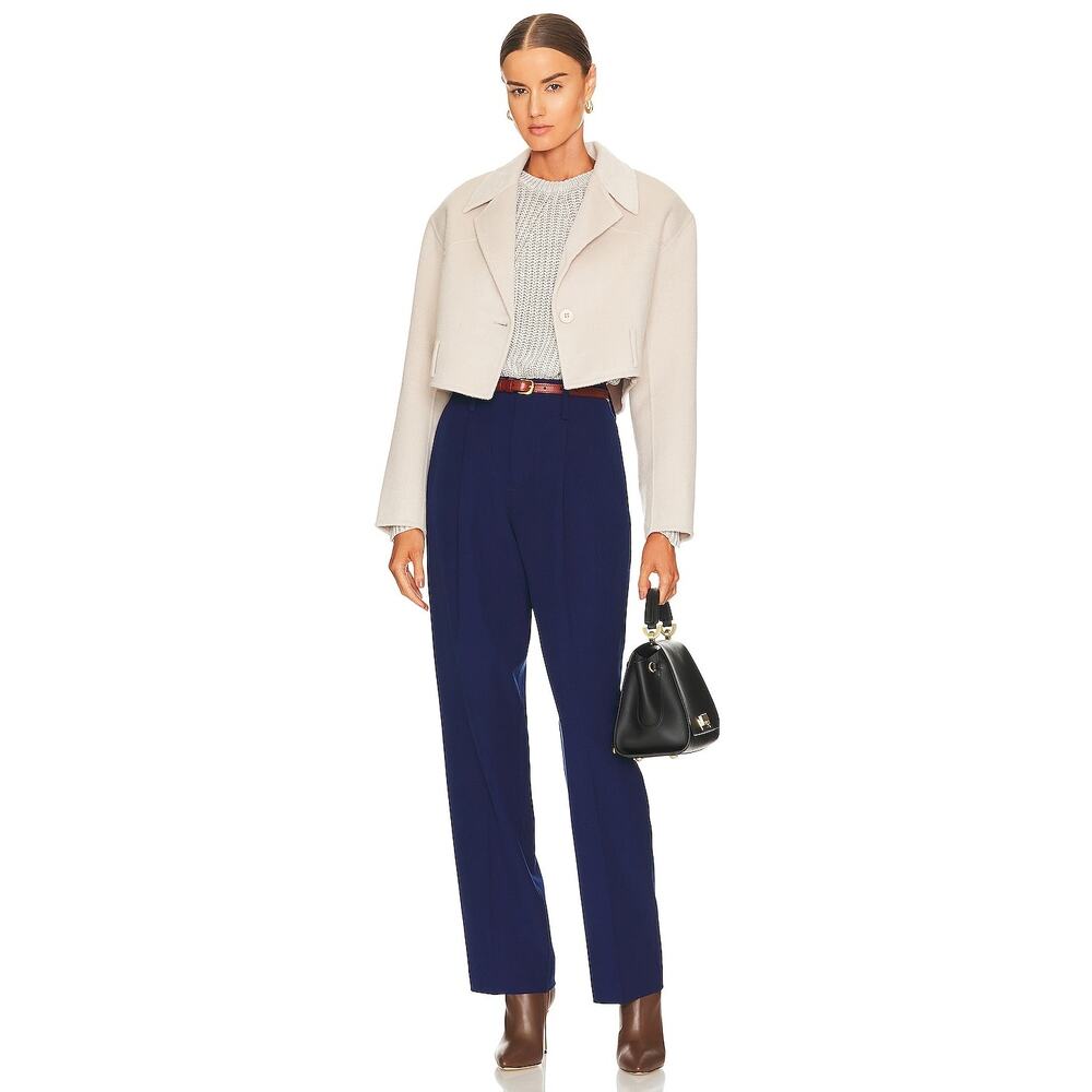 L’Academie Obie Navy Blue Straight Leg High Waisted Trouser Pants Size Small